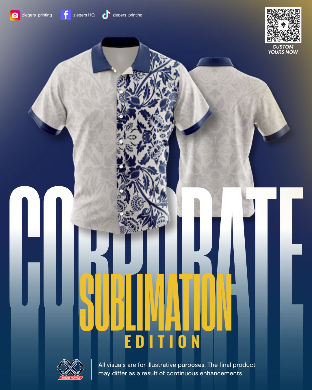 Corporate Sublimation Custom White Blue